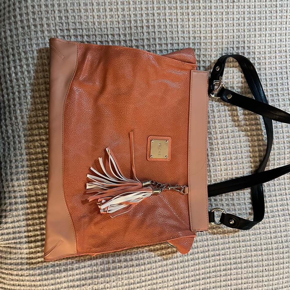Miche Two-Tone Peachy and Black Satchel